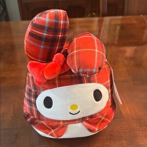 Hello Kitty and Friends Squishmallows 9” Plush Christmas Red Plaid My Melody